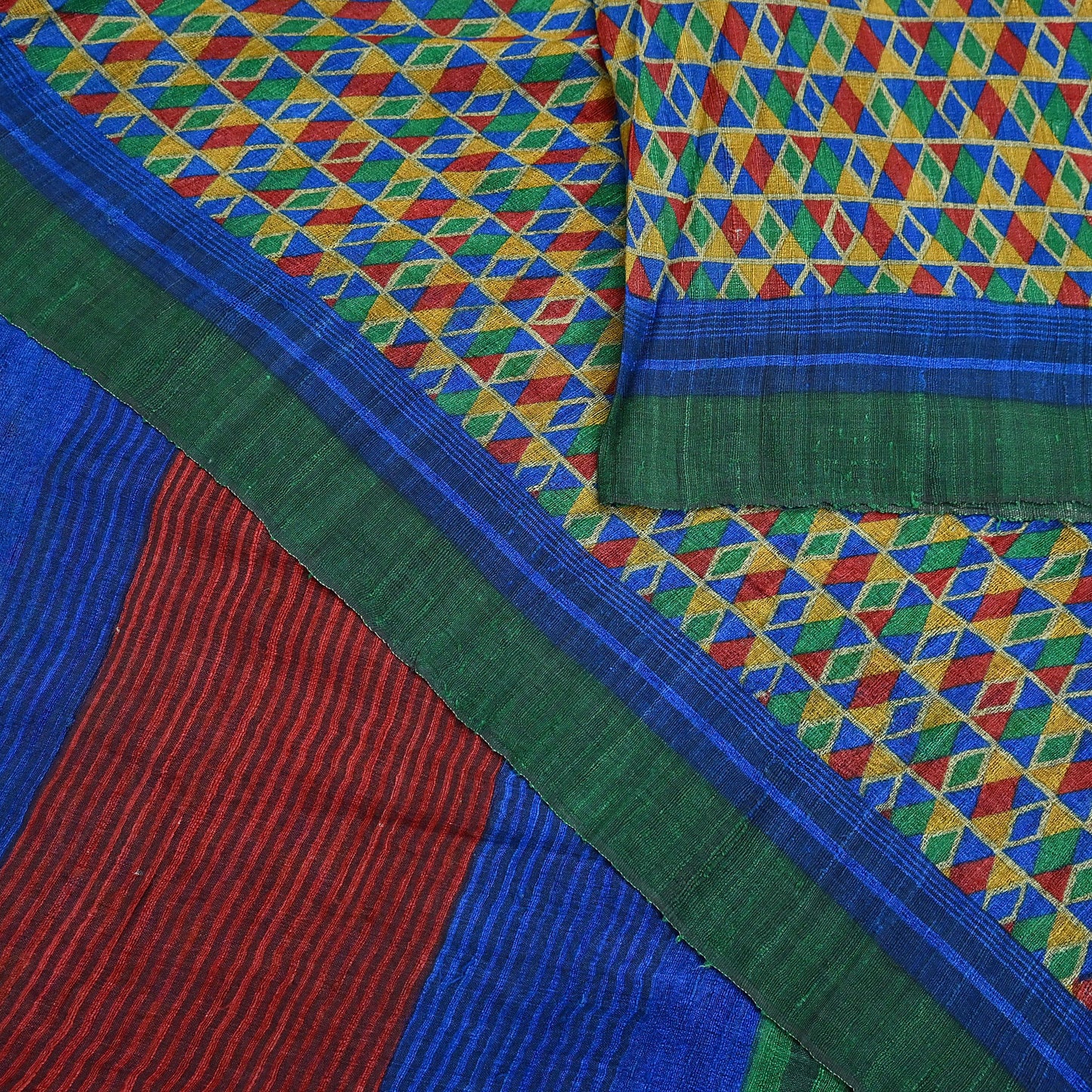 Indian Vintage Multi Saree Pure Khadi Silk Handloom Printed Sari Fabric 5yd Ethnic Wear Sari Floral Designs Dress making Crafting