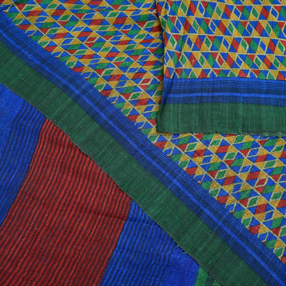 Indian Vintage Multi Saree Pure Khadi Silk Handloom Printed Sari Fabric 5yd Ethnic Wear Sari Floral Designs Dress making Crafting