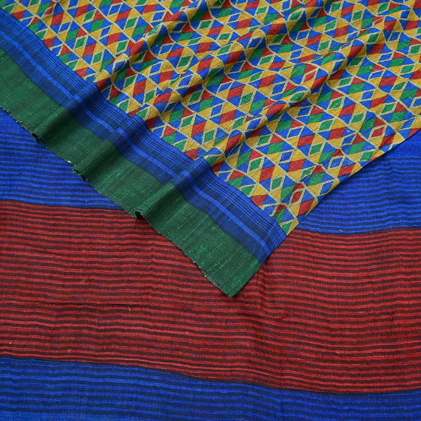Indian Vintage Multi Saree Pure Khadi Silk Handloom Printed Sari Fabric 5yd Ethnic Wear Sari Floral Designs Dress making Crafting