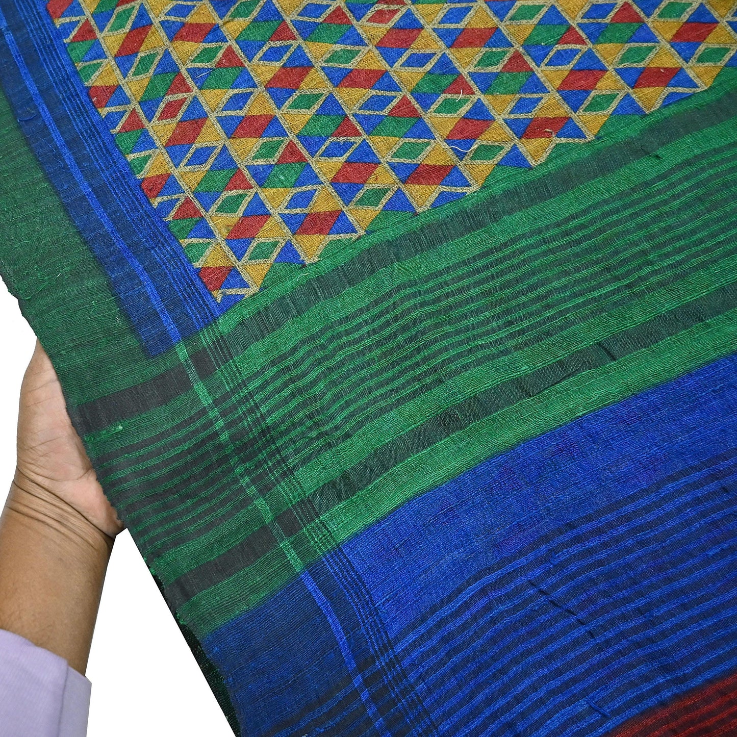 Indian Vintage Multi Saree Pure Khadi Silk Handloom Printed Sari Fabric 5yd Ethnic Wear Sari Floral Designs Dress making Crafting