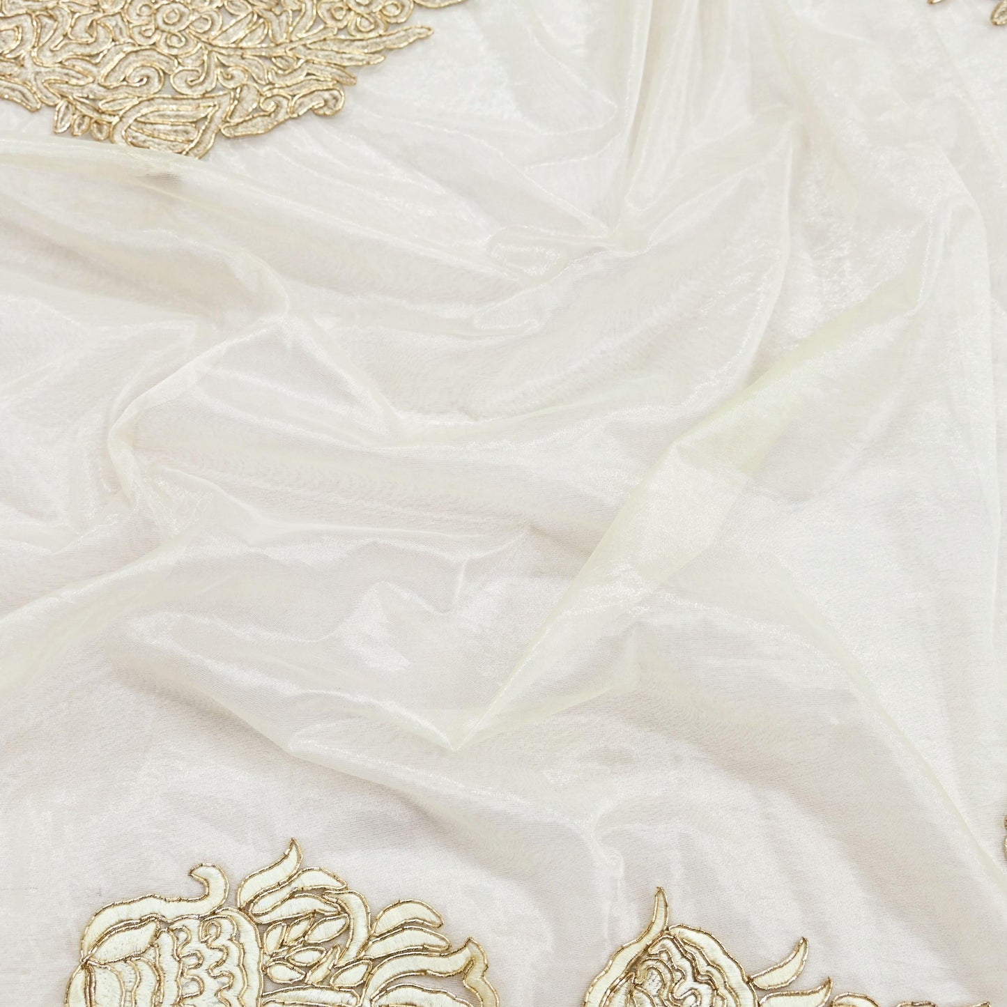 Indian White Net Kaftan Hand Embroidered Zardozi Dabka Work Pre-Owned Kaftan Dress Luxury Ethnic Wear Free size