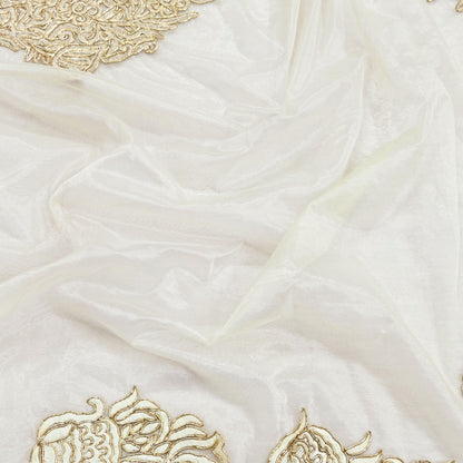 Indian White Net Kaftan Hand Embroidered Zardozi Dabka Work Pre-Owned Kaftan Dress Luxury Ethnic Wear Free size