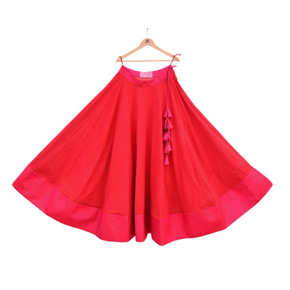 Indian Vintage Red Pure Cotton Lehenga/Skirt Hand woven Skirt Wedding Outfit Designer Anushree Readdy