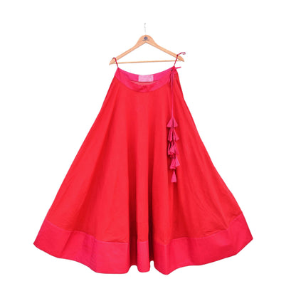 Indian Vintage Red Pure Cotton Lehenga/Skirt Hand woven Skirt Wedding Outfit Designer Anushree Readdy