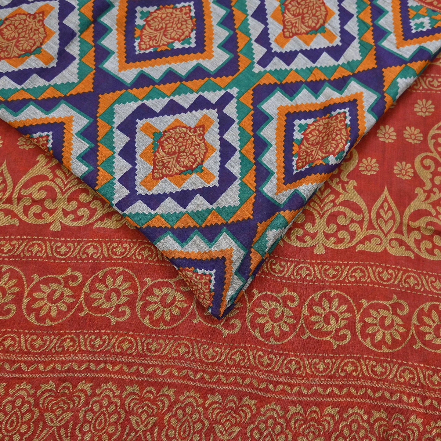 Indian Vintage Sari Red & Multi Printed 100% Pure Cotton Sarees Craft Fabric 5Yd Sewing Sarong Wrap Boho Floral Dress Making Crafting Soft