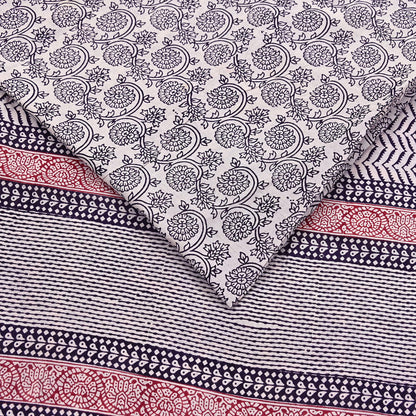 Indian Vintage Sari Cream & Black Pure Chanderi Cotton Hand Block Printed Sarees 5Yd Craft Fabric Soft Sewing Sarong Dress Making Quilting