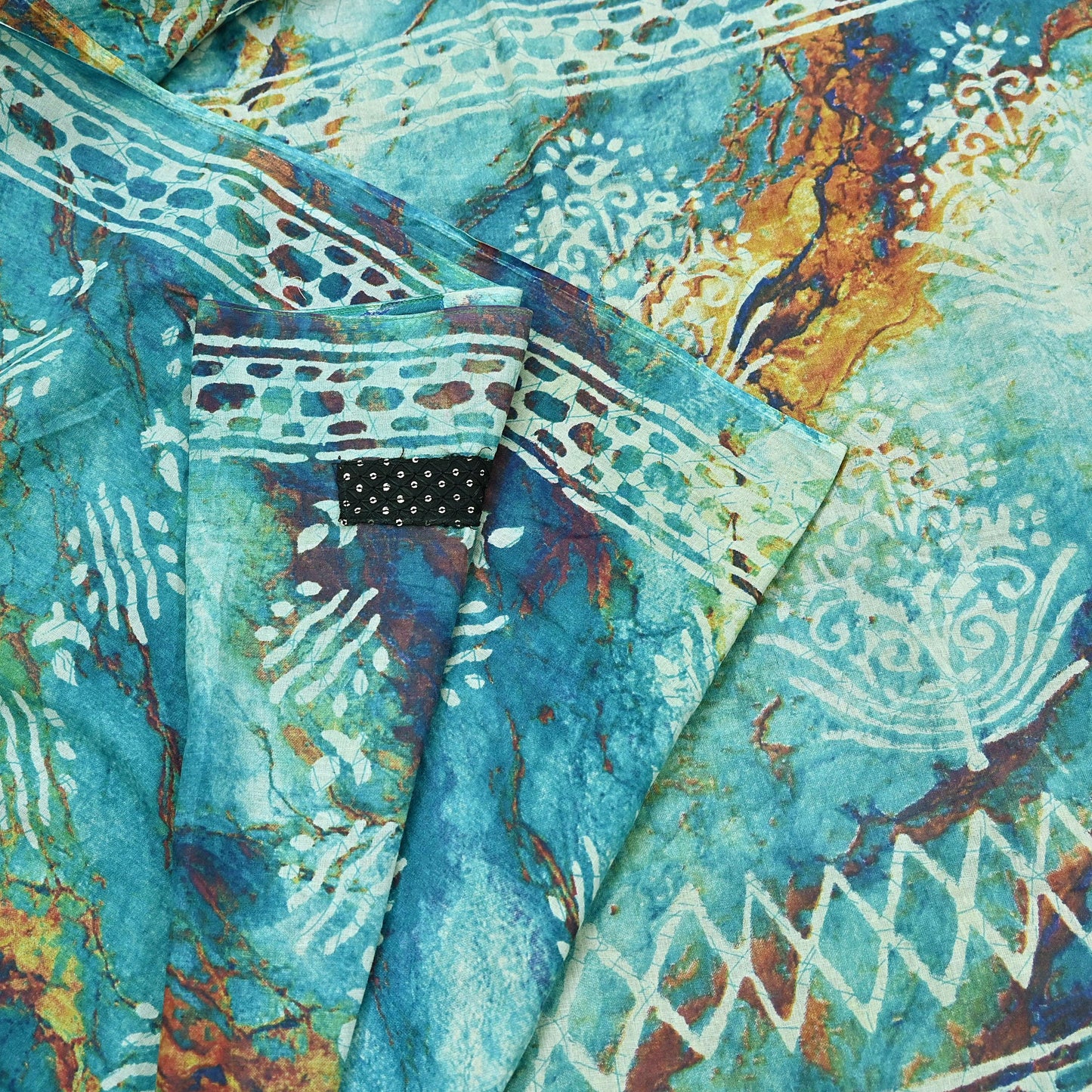 Indian Vintage Sari Green & Ivory Pure Chanderi Cotton Hand Block Printed Sarees 5Yd Craft Fabric Soft Sewing Sarong Dress Making Quilting