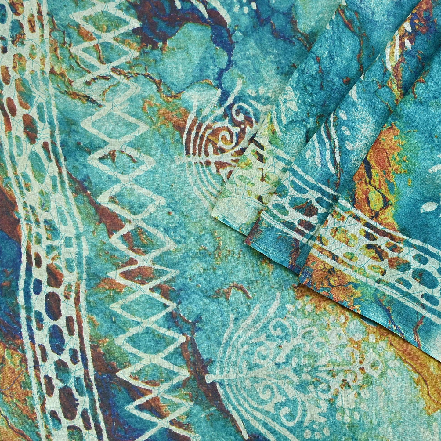 Indian Vintage Sari Green & Ivory Pure Chanderi Cotton Hand Block Printed Sarees 5Yd Craft Fabric Soft Sewing Sarong Dress Making Quilting