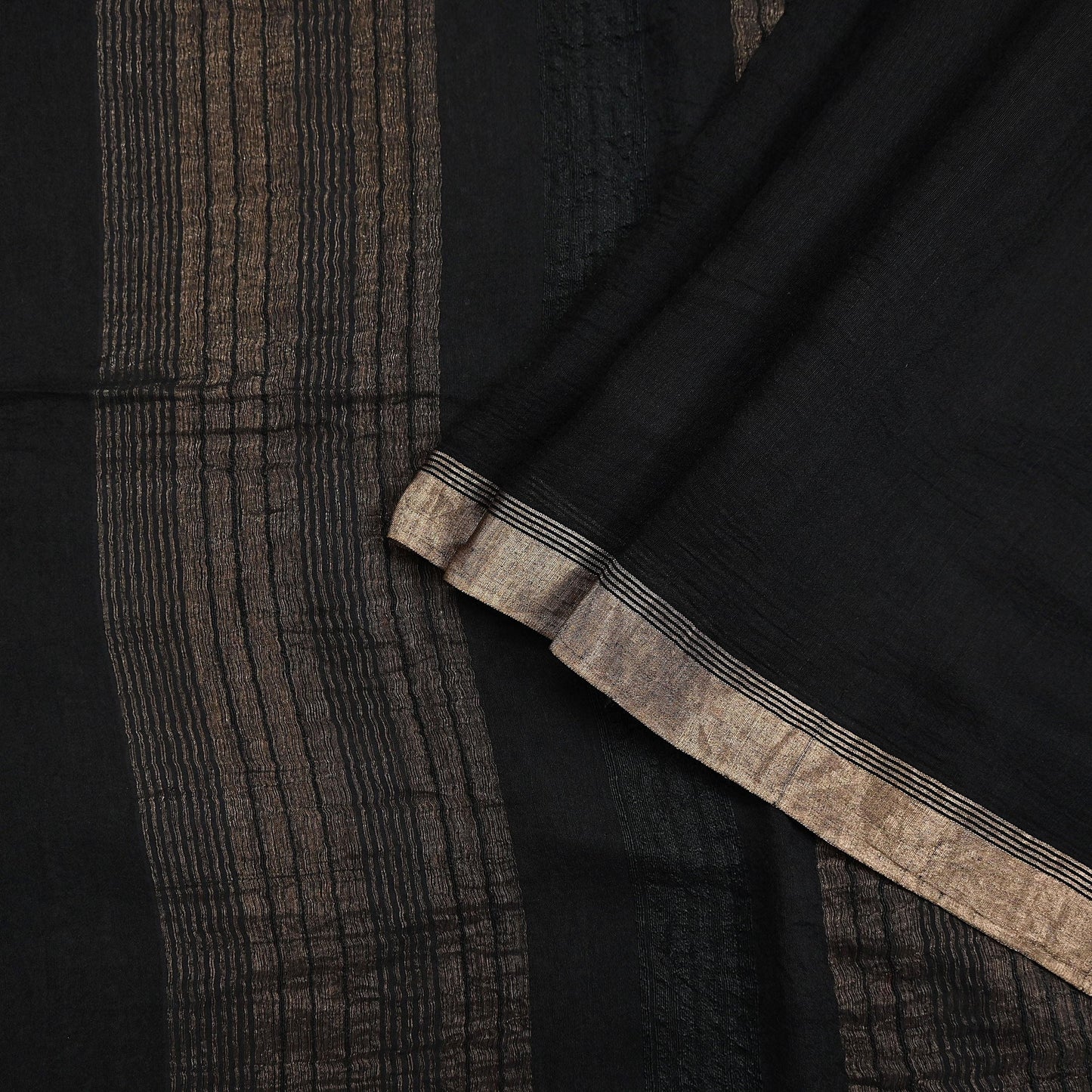 Indian Vintage Sari Black hand woven Sari Pure chanderi Silk Saree Craft Fabric 5Yd Floral Soft Zari Dress making For Crafting Quilting