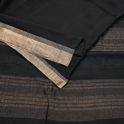 Indian Vintage Sari Black hand woven Sari Pure chanderi Silk Saree Craft Fabric 5Yd Floral Soft Zari Dress making For Crafting Quilting