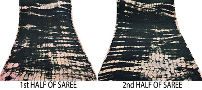 Indian Vintage black & peach Saree Pure Crepe Silk Hand Embroidered Tie-Dye Sari Fabric 5yard Sewing Craft Fabric Ethnic zari