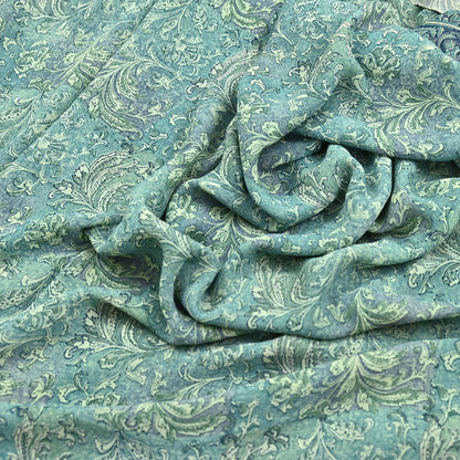 Indian Vintage Sari Green Pure Georgette Silk Block Printed Sarees Craft Fabric Sewing 5Yd Soft Sari Dress Making Crafting Quilting Upcycle