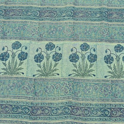 Indian Vintage Sari Green Pure Georgette Silk Block Printed Sarees Craft Fabric Sewing 5Yd Soft Sari Dress Making Crafting Quilting Upcycle