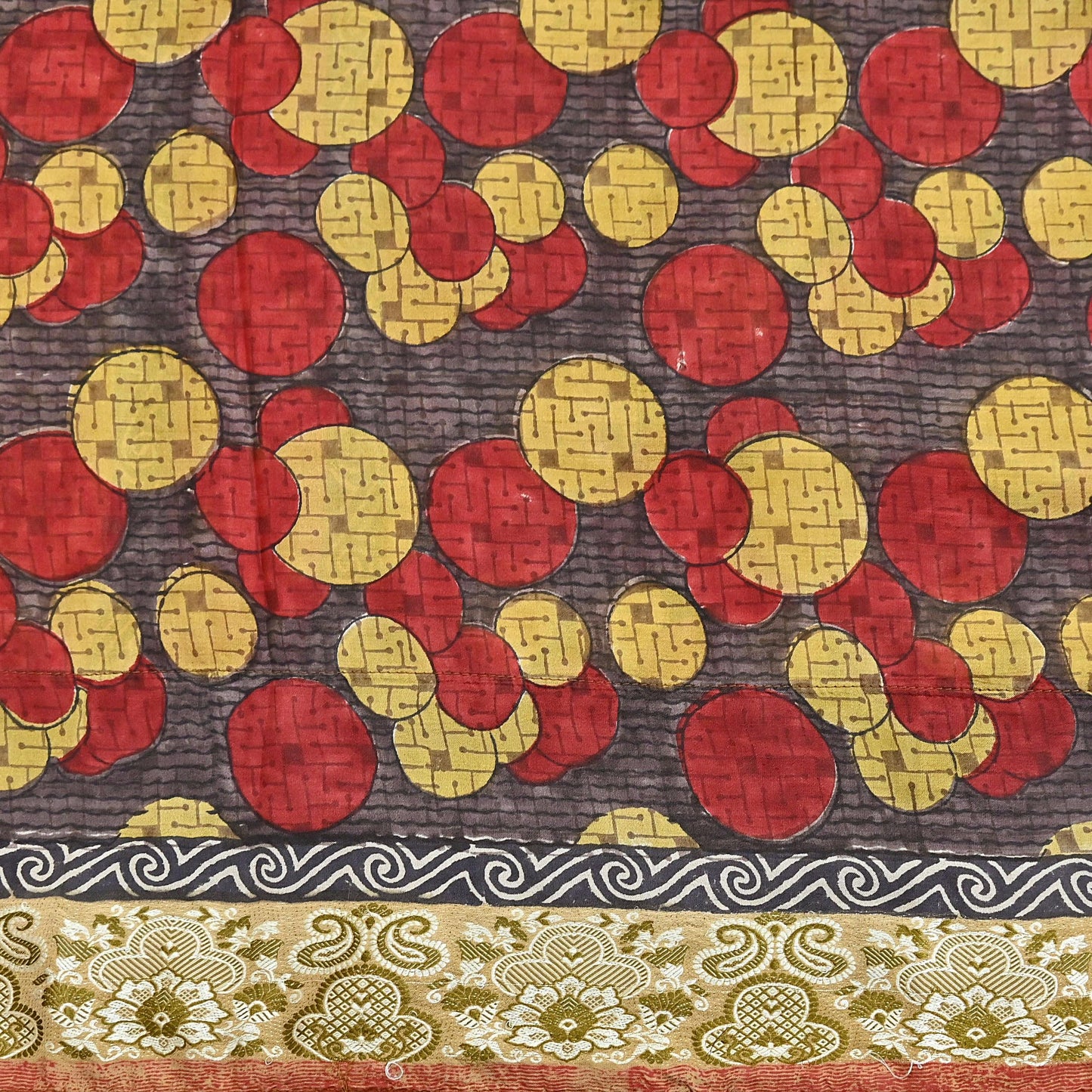 Indian Vintage Sari 100% Pure Silk Printed Sarees 5yd Sewing Craft Fabric Dress Making Soft Woven Border Upcycle Quilting