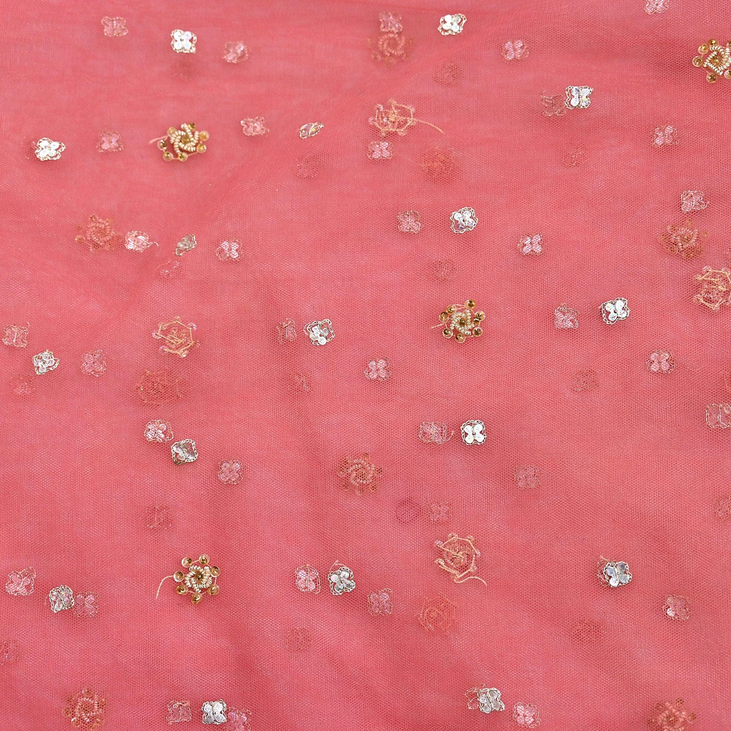 Indian Vintage Heavy Bridal Dupatta Pink Net Mesh Long Stole Hand Embroidered Scarves Sequins Glass Bead Wedding veil Wrap Boho