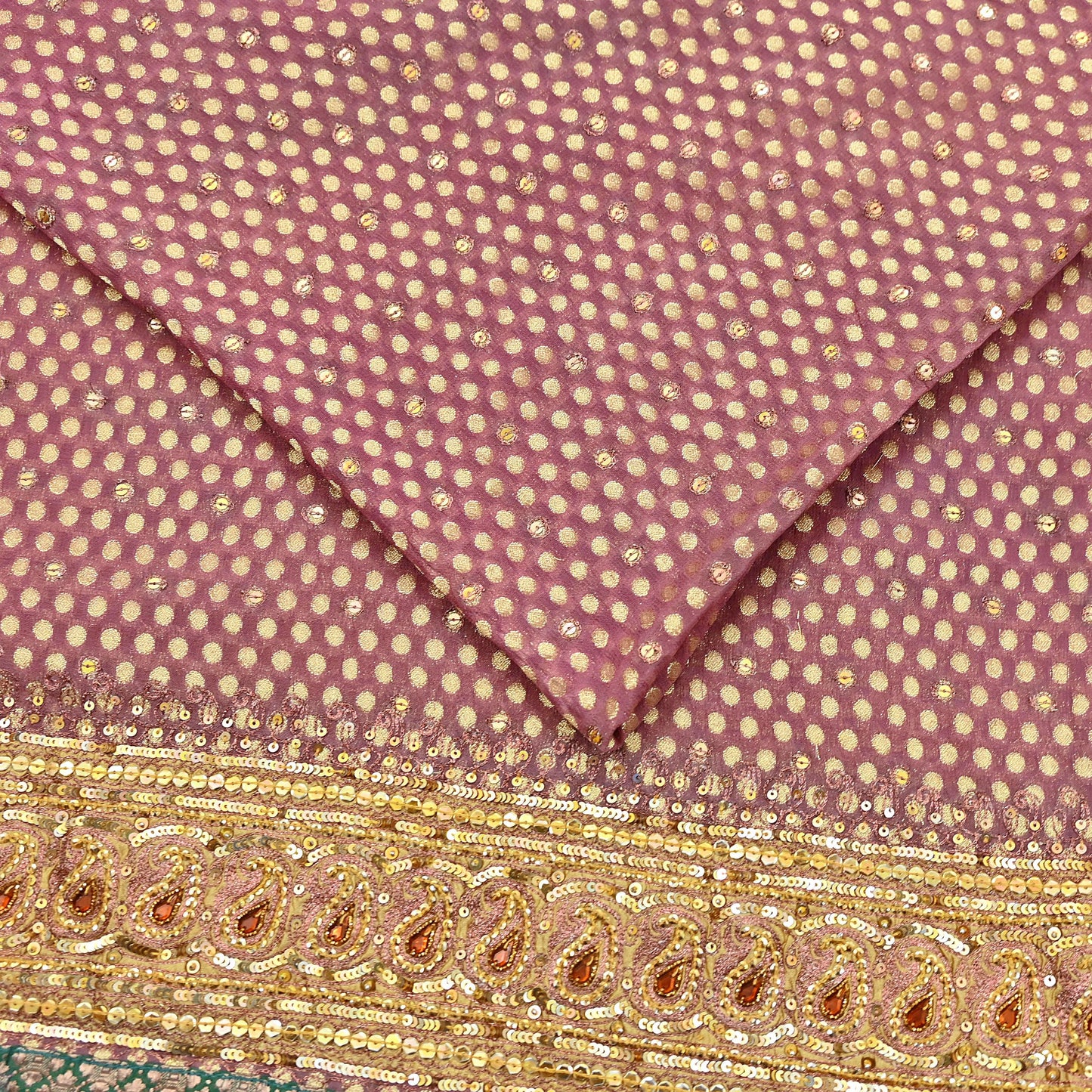 Indian Vintage Heavy Pink Saree Blend Georgette Hand Embroidered Sari Craft Fabric 6Yd Sewing Soft Ethnic Zari Dress Making wedding Sari