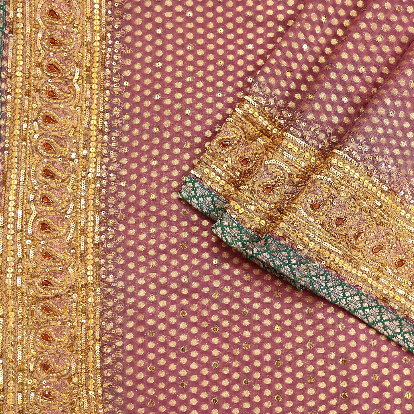 Indian Vintage Heavy Pink Saree Blend Georgette Hand Embroidered Sari Craft Fabric 6Yd Sewing Soft Ethnic Zari Dress Making wedding Sari