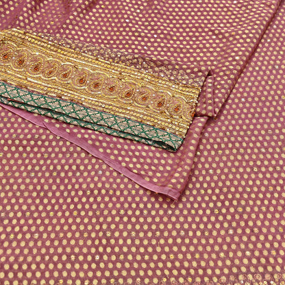 Indian Vintage Heavy Pink Saree Blend Georgette Hand Embroidered Sari Craft Fabric 6Yd Sewing Soft Ethnic Zari Dress Making wedding Sari