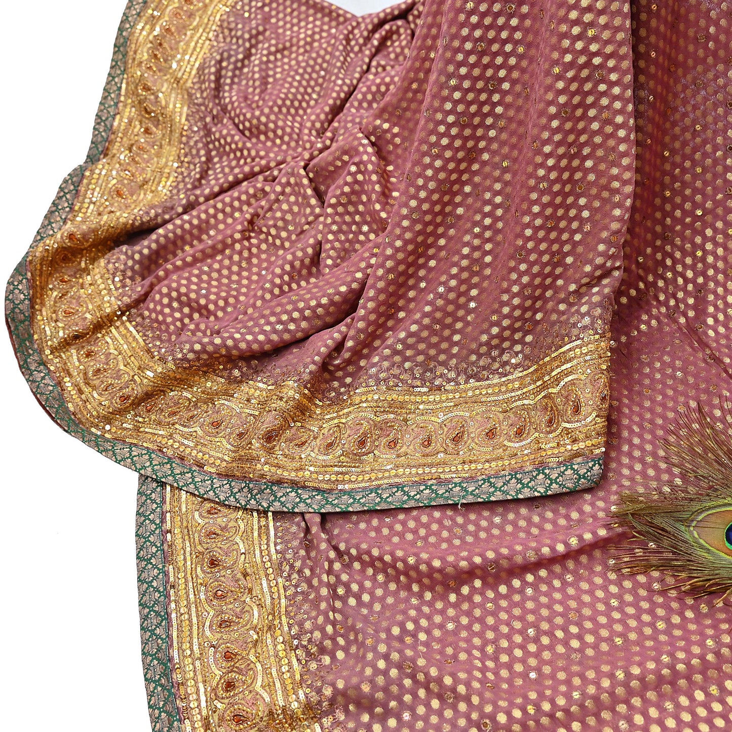 Indian Vintage Heavy Pink Saree Blend Georgette Hand Embroidered Sari Craft Fabric 6Yd Sewing Soft Ethnic Zari Dress Making wedding Sari