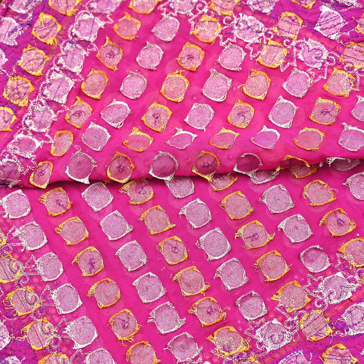 Indian Vintage Heavy Magenta Bridal Dupatta Pure Georgette Silk Hand Embroidered Zardozi, Dabka, Zari Work Party Wear Long Stole