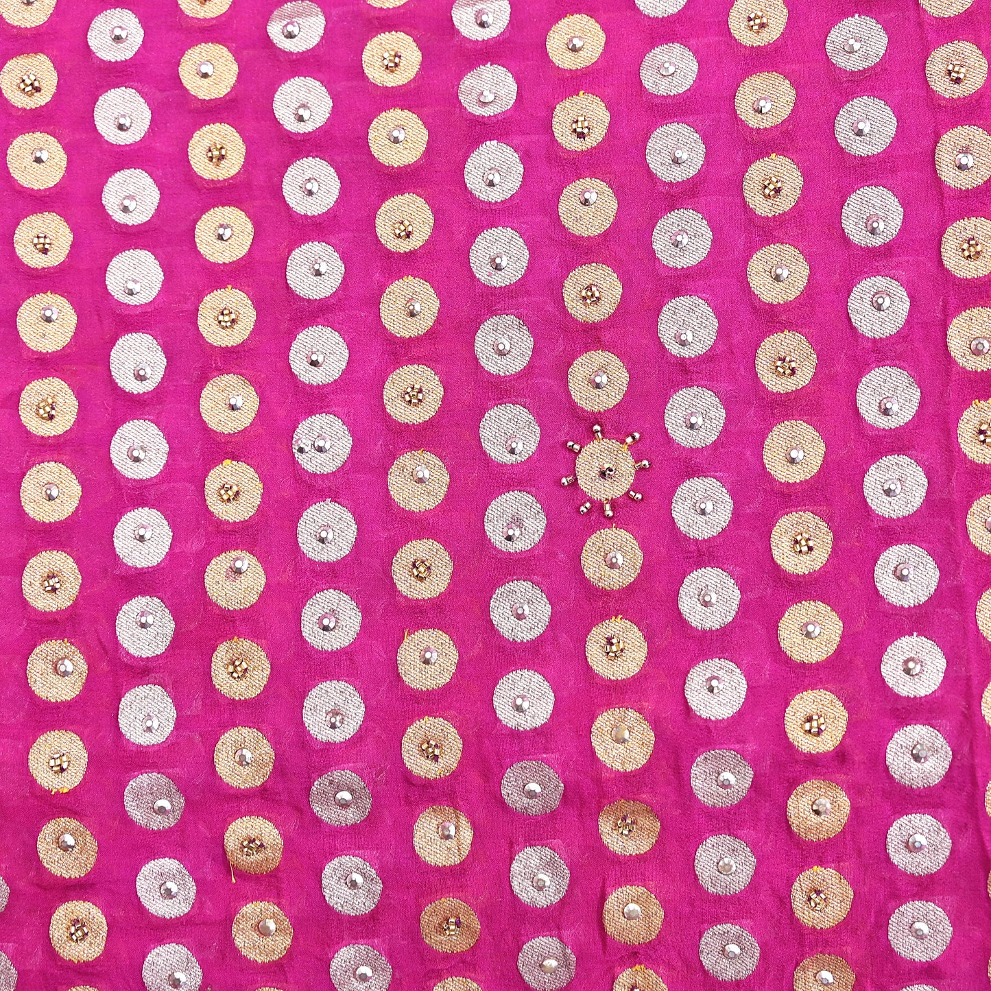 Indian Vintage Heavy Magenta Bridal Dupatta Pure Georgette Silk Hand Embroidered Zardozi, Dabka, Zari Work Party Wear Long Stole