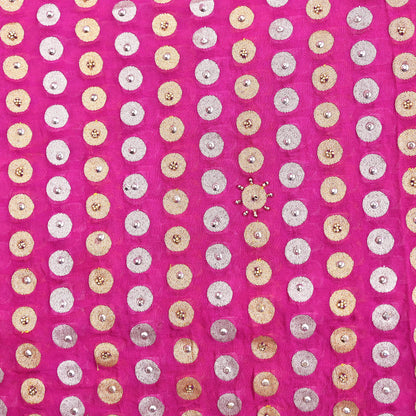 Indian Vintage Heavy Magenta Bridal Dupatta Pure Georgette Silk Hand Embroidered Zardozi, Dabka, Zari Work Party Wear Long Stole