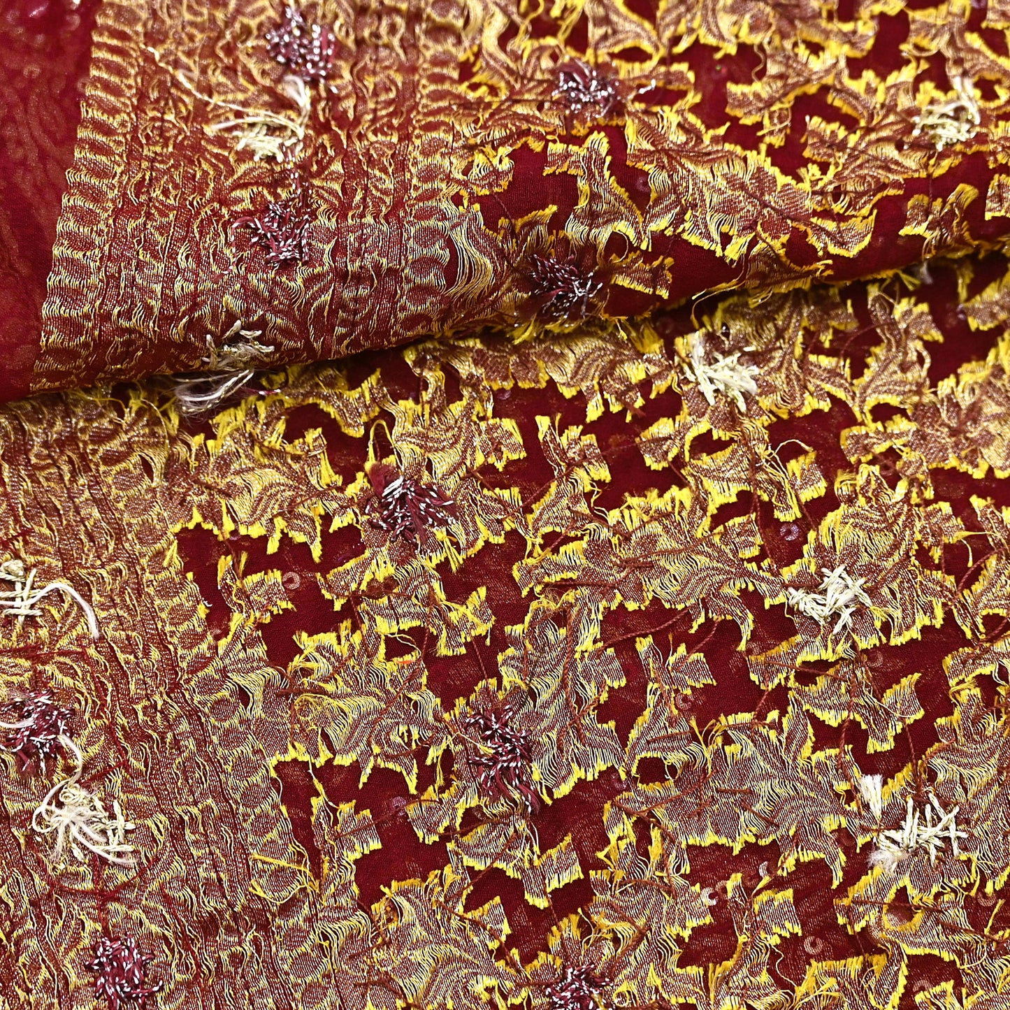 Indian Vintage Red Dupatta Pure Georgette silk Long Stole Hand Embroidered Scarves Stole Veil Wrap Sequins