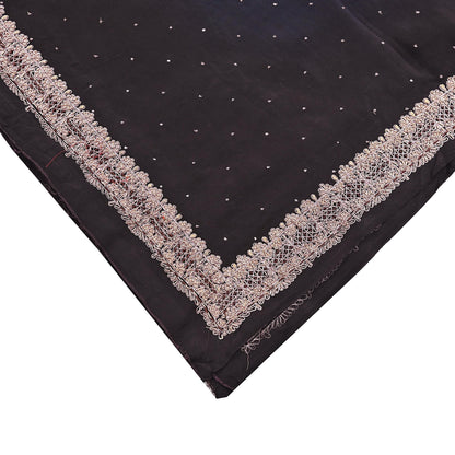 Indian Vintage Black Dupatta Long Stole Pure Crepe Silk Hand Embroidered Scarves Veil Scarf Wrap Hippie Boho Zardozi/ Dabka