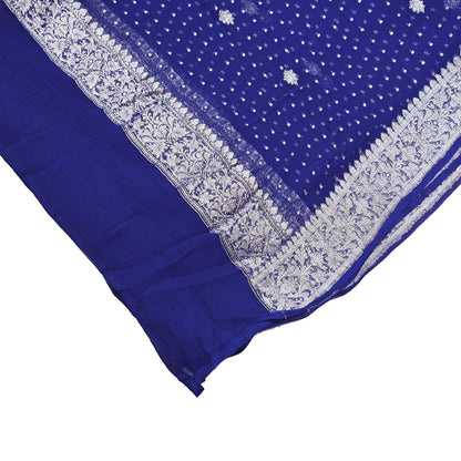 Indian Vintage Blue Dupatta Long Stole Pure Georgette Silk Hand Woven Scarves Veil Scarf Wrap Hippie Boho Soft