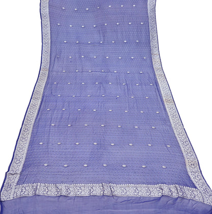Indian Vintage Blue Dupatta Long Stole Pure Georgette Silk Hand Woven Scarves Veil Scarf Wrap Hippie Boho Soft
