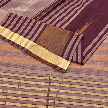 Vintage Sari Brown & Maroon Pure Cotton Hand Woven Sarees Craft Fabric Zari 5Yd Sewing Soft Crafting Dress making Upcycle Quilting Zigzag