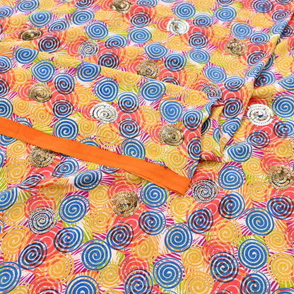 Indian Vintage Sari Multi Pure Crepe Silk Hand Embroidered Saree 5yd Sewing Floral Craft Sequins Dress making Crafting Quilting