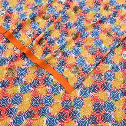 Indian Vintage Sari Multi Pure Crepe Silk Hand Embroidered Saree 5yd Sewing Floral Craft Sequins Dress making Crafting Quilting