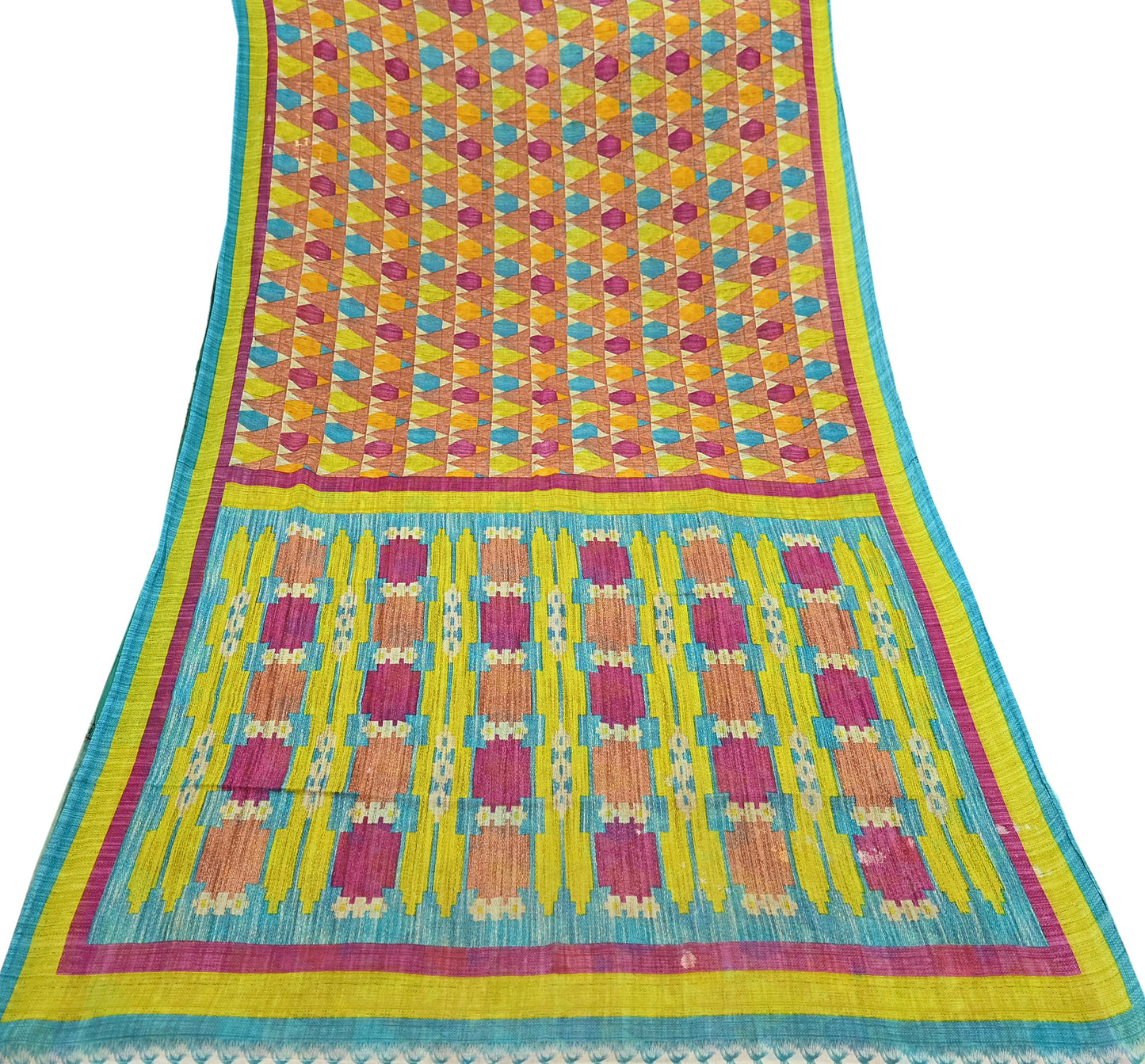 Indian Vintage Sari Multi Printed 100% Pure Cotton Saree Craft Fabric 5Yd Soft Sewing Sarong Wrap Boho Stripes Dress making Quilting