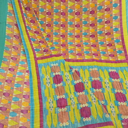 Indian Vintage Sari Multi Printed 100% Pure Cotton Saree Craft Fabric 5Yd Soft Sewing Sarong Wrap Boho Stripes Dress making Quilting