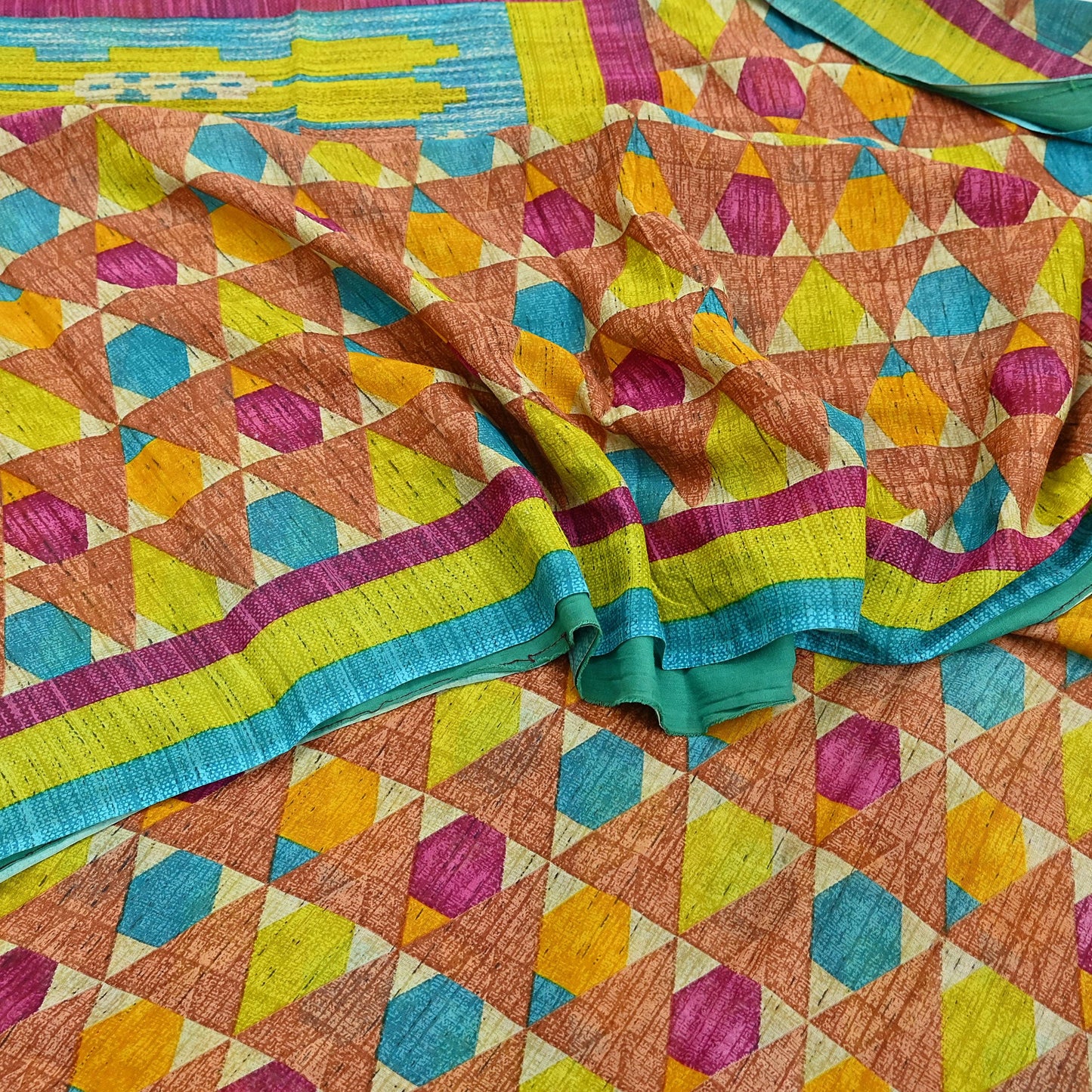 Indian Vintage Sari Multi Printed 100% Pure Cotton Saree Craft Fabric 5Yd Soft Sewing Sarong Wrap Boho Stripes Dress making Quilting