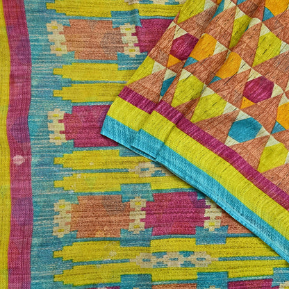 Indian Vintage Sari Multi Printed 100% Pure Cotton Saree Craft Fabric 5Yd Soft Sewing Sarong Wrap Boho Stripes Dress making Quilting