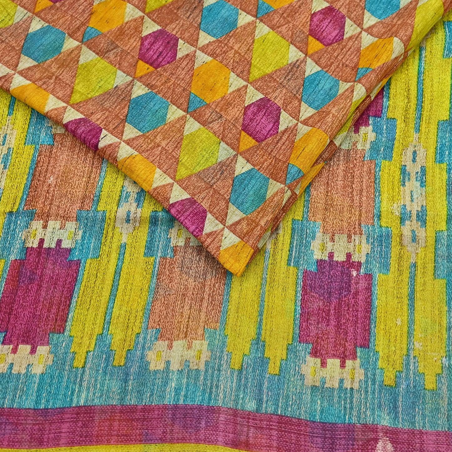 Indian Vintage Sari Multi Printed 100% Pure Cotton Saree Craft Fabric 5Yd Soft Sewing Sarong Wrap Boho Stripes Dress making Quilting