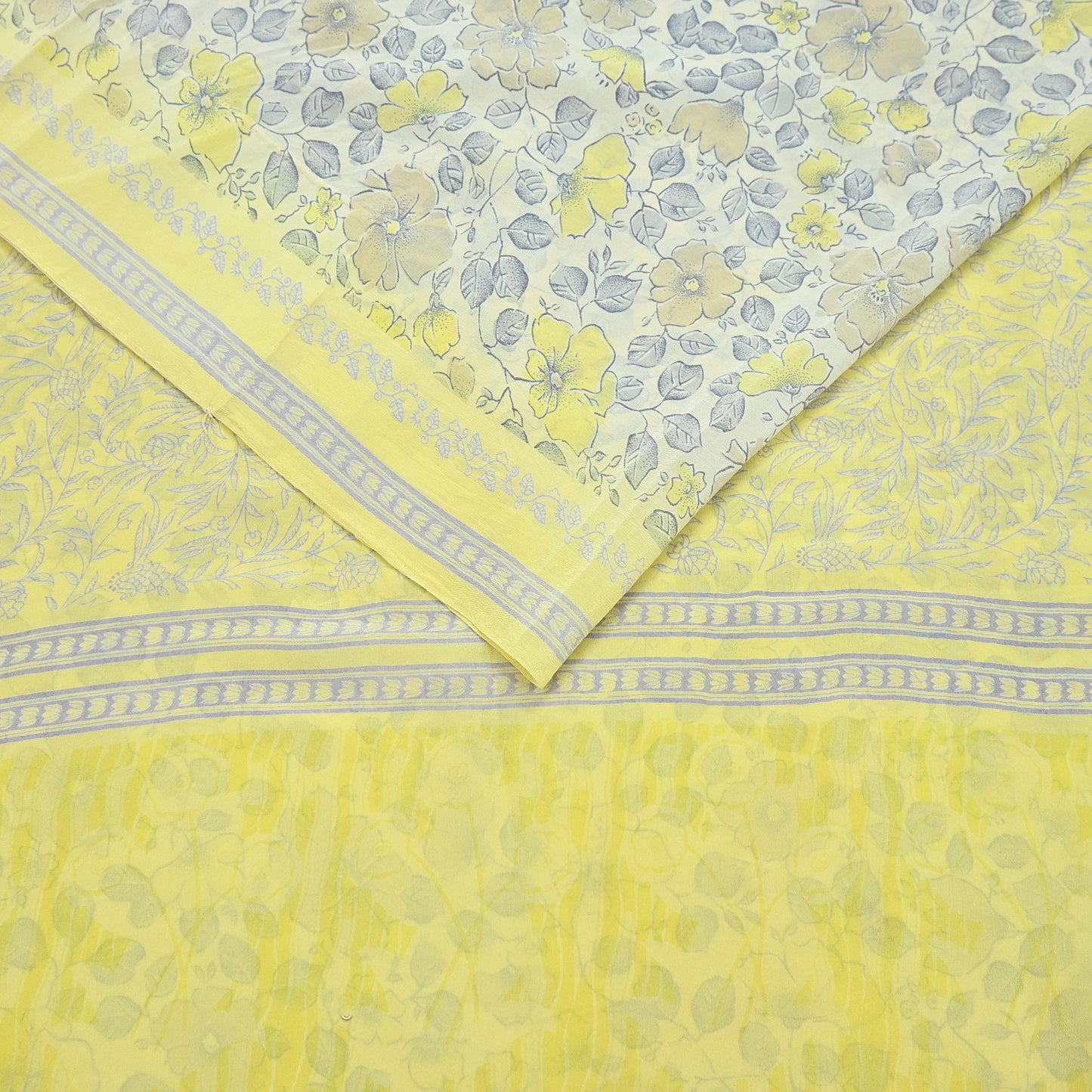 Indian Vintage Sari Pure Crepe Silk Printed Saree 5yard Sewing Quilting Floral Soft Craft Fabric Wrap