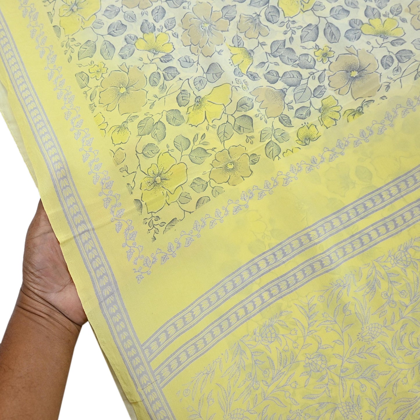 Indian Vintage Sari Pure Crepe Silk Printed Saree 5yard Sewing Quilting Floral Soft Craft Fabric Wrap