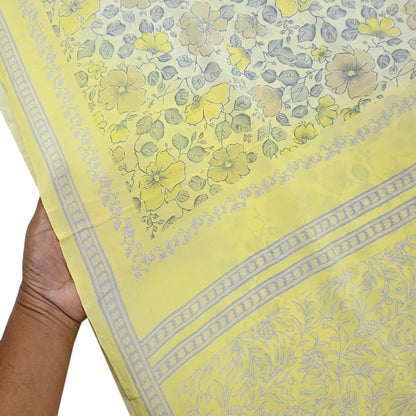 Indian Vintage Sari Pure Crepe Silk Printed Saree 5yard Sewing Quilting Floral Soft Craft Fabric Wrap