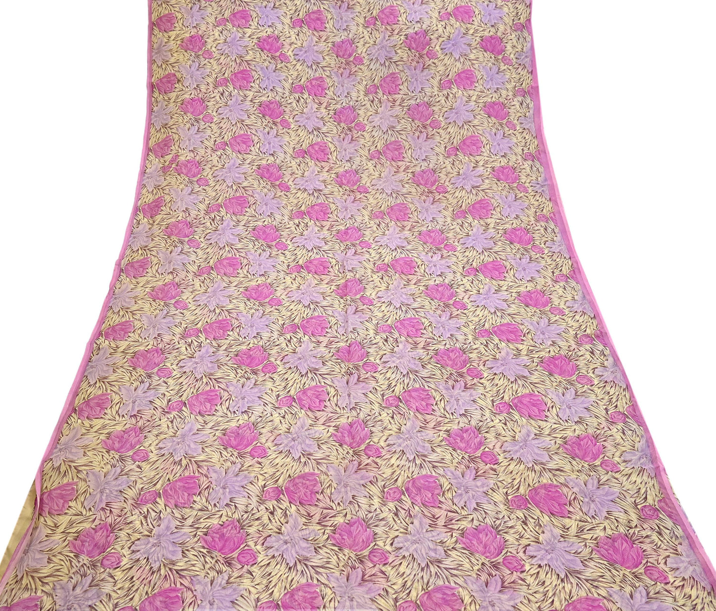 Indian Vintage Sari Pure Chiffon Silk Printed Sarees 5Yd Craft Fabric Sewing Soft Light Sari Dress Making Quilting For Crating