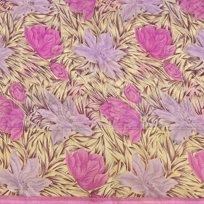 Indian Vintage Sari Pure Chiffon Silk Printed Sarees 5Yd Craft Fabric Sewing Soft Light Sari Dress Making Quilting For Crating