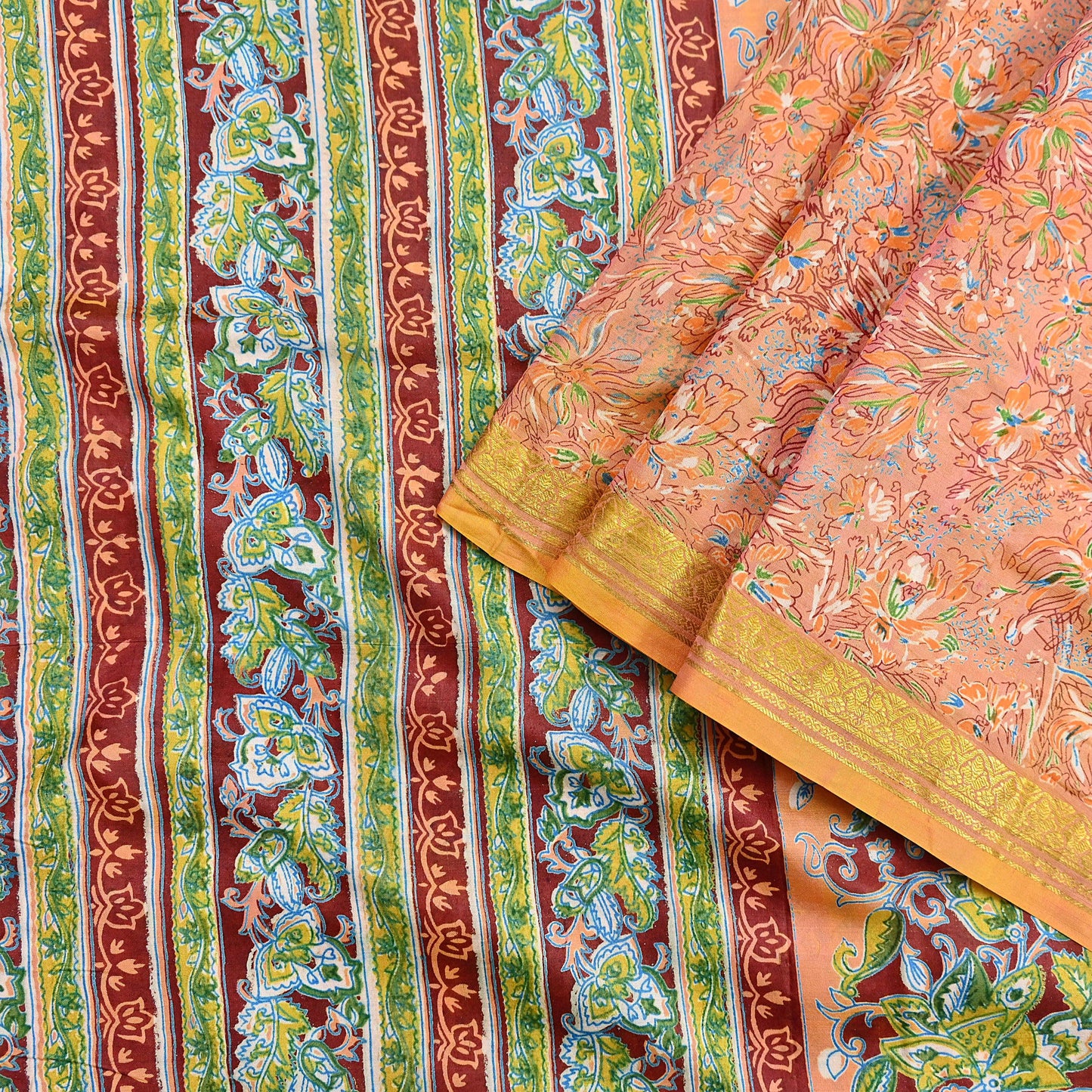 Indian Vintage Sari Printed Pure Silk Sarees 5yd Sewing Craft Fabric Soft Dress Making Upcycle Crafting Quilting Used Zari