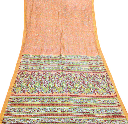 Indian Vintage Sari Printed Pure Silk Sarees 5yd Sewing Craft Fabric Soft Dress Making Upcycle Crafting Quilting Used Zari