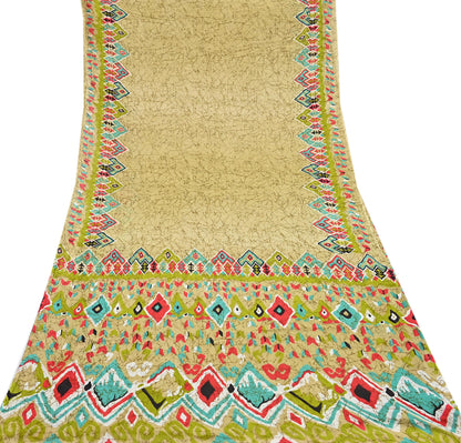 Indian Vintage Sari Green Batik Printed Pure Cotton Saree Craft Fabric 5Yd Sewing Soft Sarong Wrap Boho Dress Making Quilting