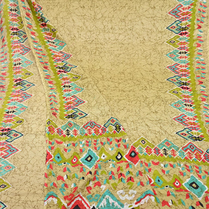 Indian Vintage Sari Green Batik Printed Pure Cotton Saree Craft Fabric 5Yd Sewing Soft Sarong Wrap Boho Dress Making Quilting