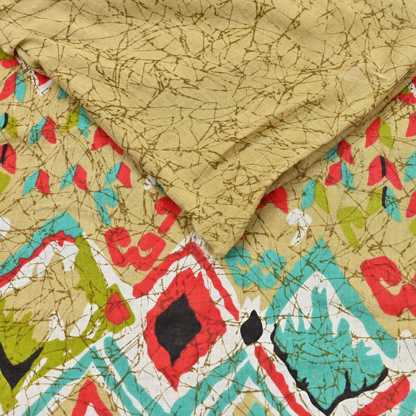 Indian Vintage Sari Green Batik Printed Pure Cotton Saree Craft Fabric 5Yd Sewing Soft Sarong Wrap Boho Dress Making Quilting