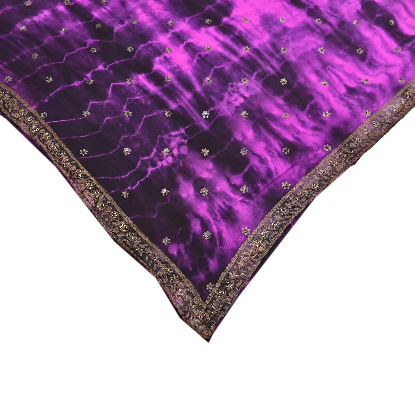 Indian Vintage Sari Pure Crepe Silk Hand Embroidered Sarees 5yd Sewing Craft Fabric Ethnic Wrap Upcycle Quilting Crafting Dress Making