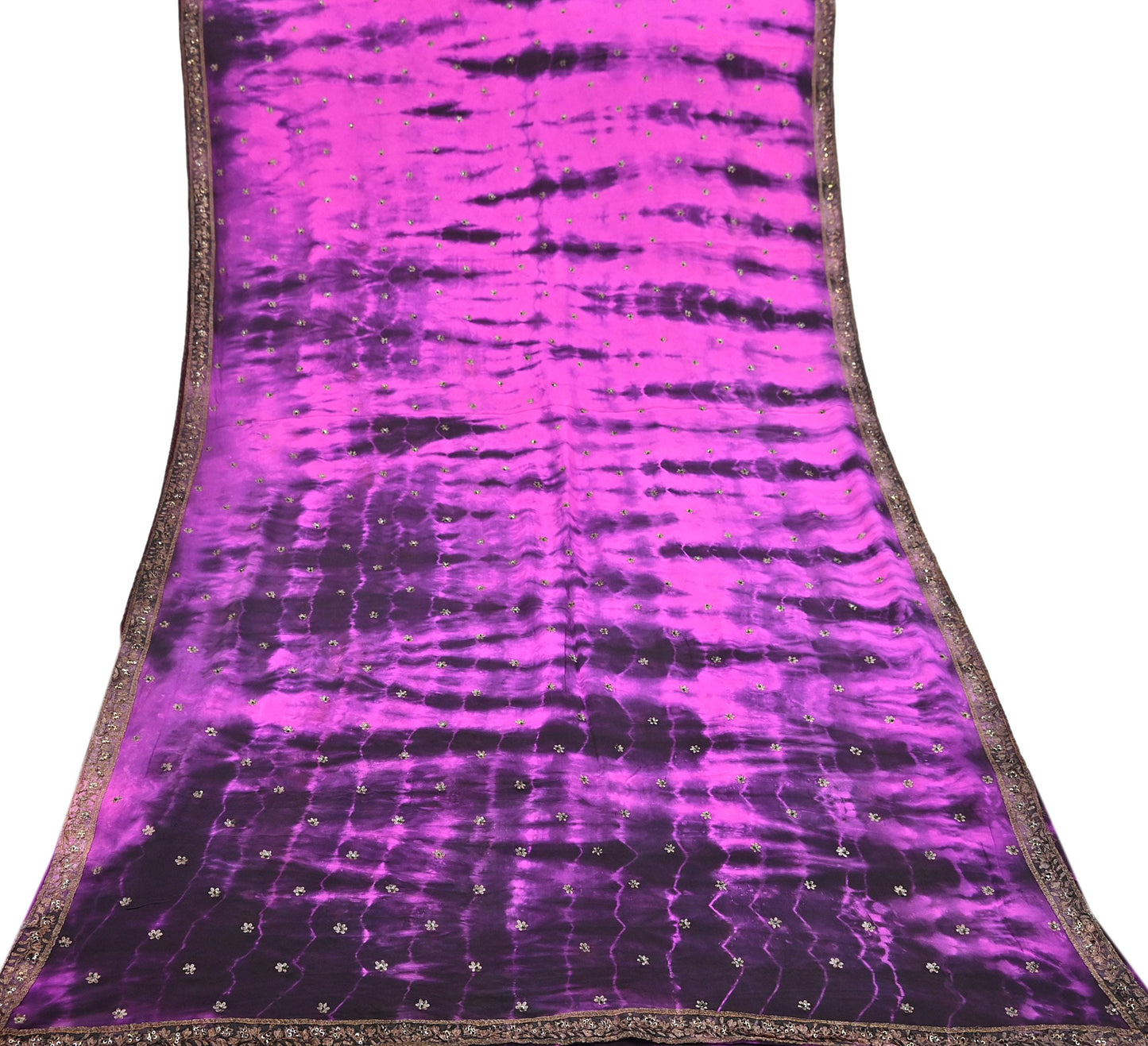 Indian Vintage Sari Pure Crepe Silk Hand Embroidered Sarees 5yd Sewing Craft Fabric Ethnic Wrap Upcycle Quilting Crafting Dress Making